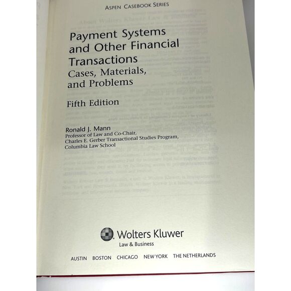 Payment Systems & Financial Transactions 5th Ed Mann 2011 HB Law Book Hard Cover - Picture 5 of 5